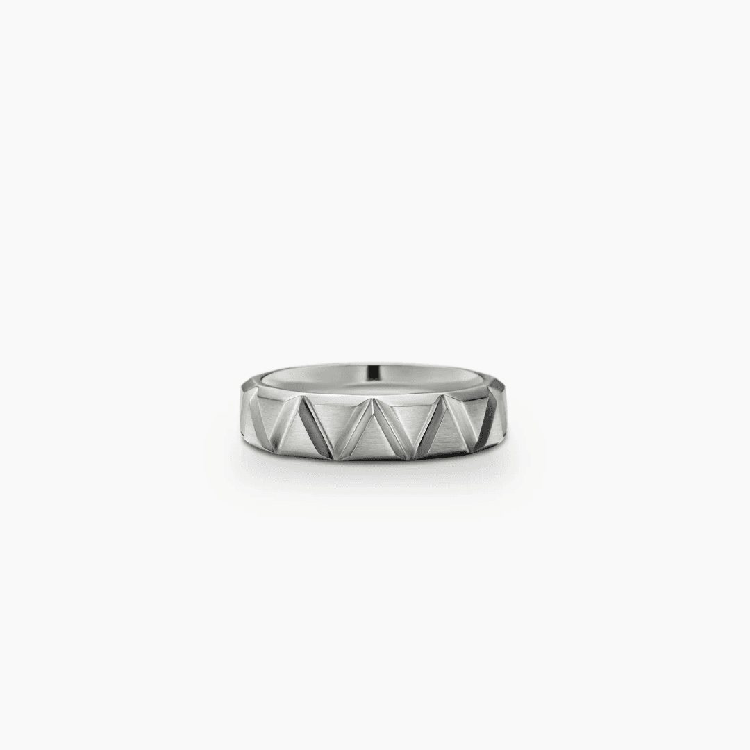David Yurman Men's Faceted Triangle Wedding Band Ring in Sterling Silver, size 10 0