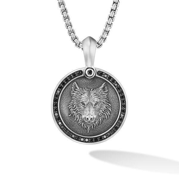 David Yurman Petrvs Wolf Amulet in Sterling Silver with Black Diamond