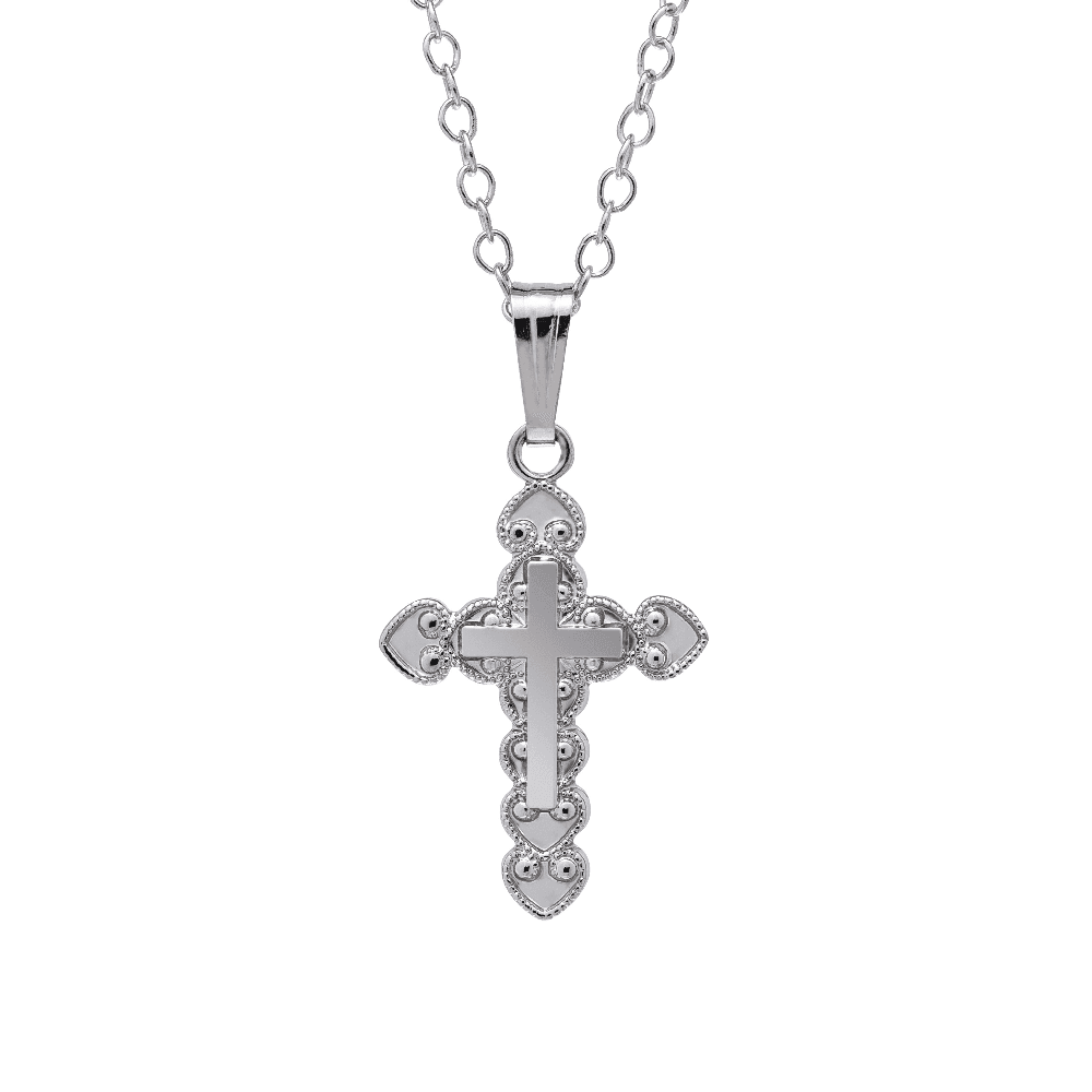 Child's Sterling Silver Filigree Cross Necklace 0