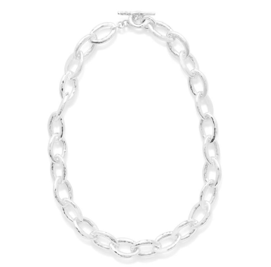 Ippolita Classico Mini Hammered Bastille Link Necklace in Sterling Silver 0