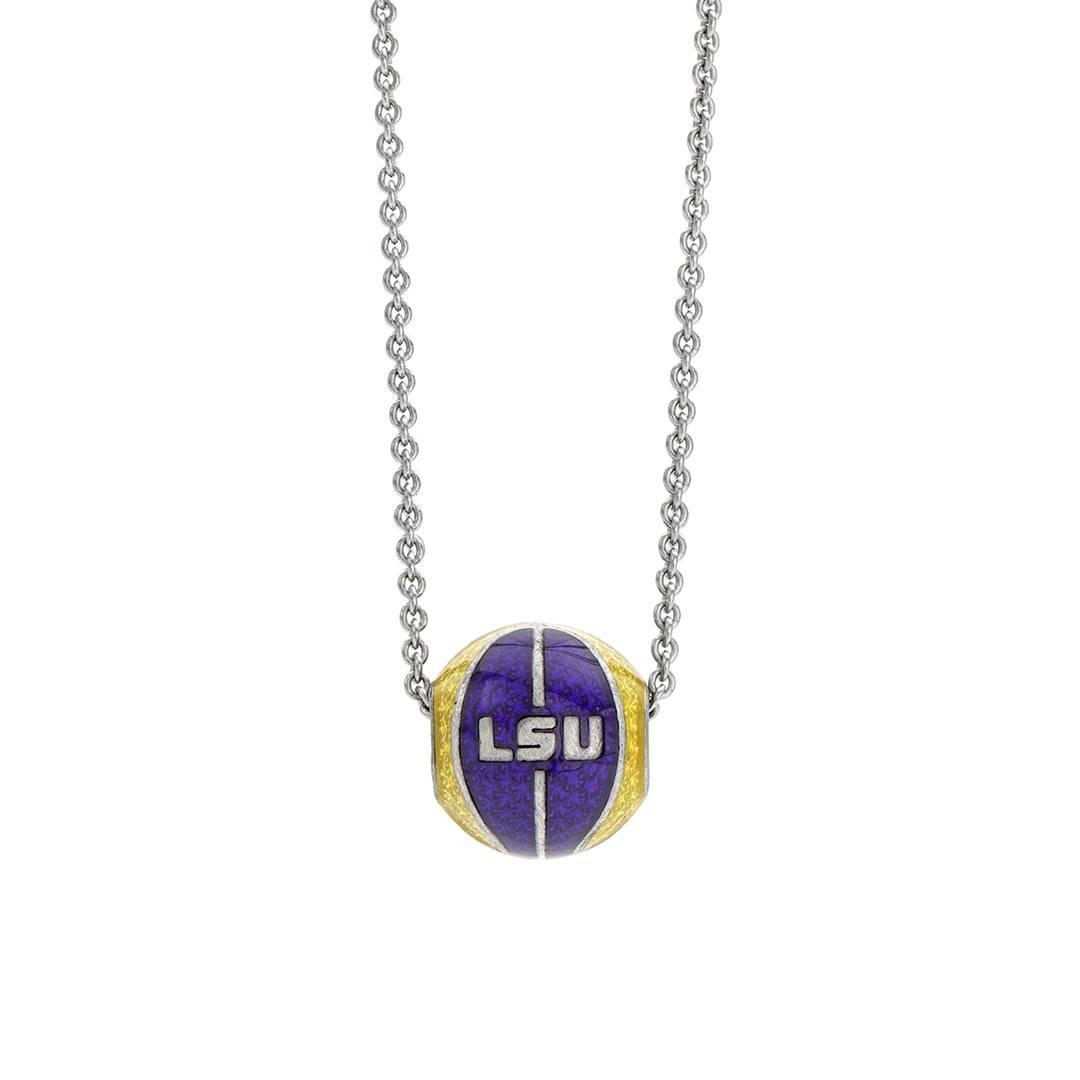 LSU Yellow and Purple Basketball Necklace