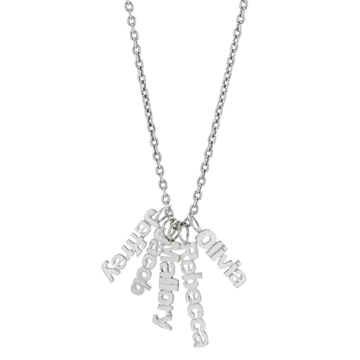 Sterling Silver Five Name Charm Necklace