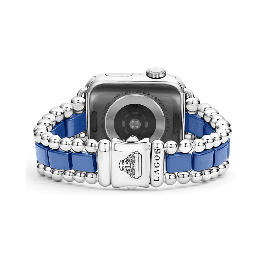 Lagos Smart Caviar Ultramarine Ceramic and Stainles Steel Watch Bracelet, Size 7, 38mm- 45mm 1