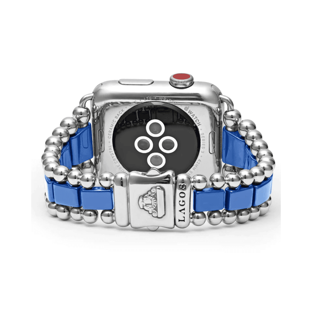 Lagos Smart Caviar Ultramarine Ceramic and Stainles Steel Watch Bracelet, Size 8, 42mm- 45mm 1