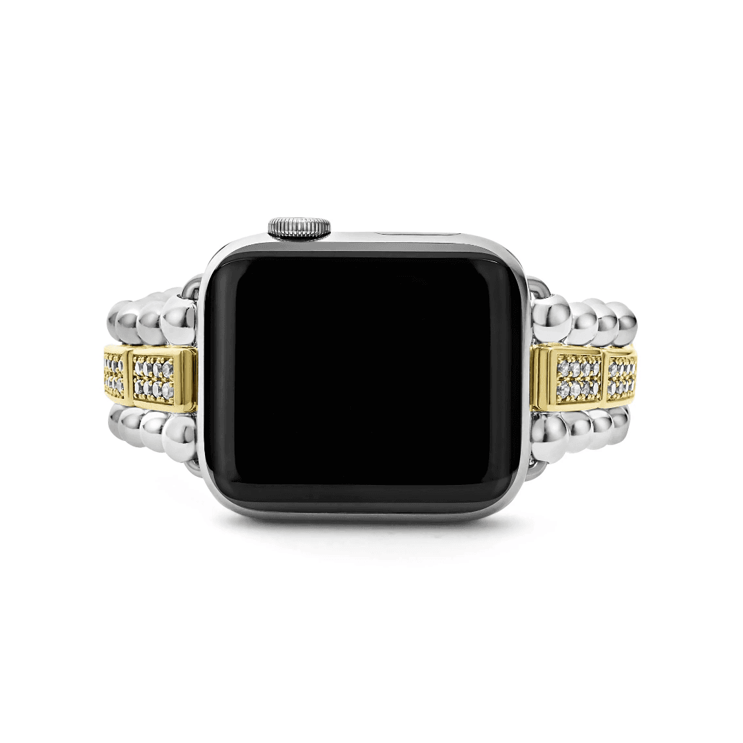 Lagos Smart Caviar 18k Gold and Sterling Silver Full Diamond Watch Bracelet, 38-45mm 3