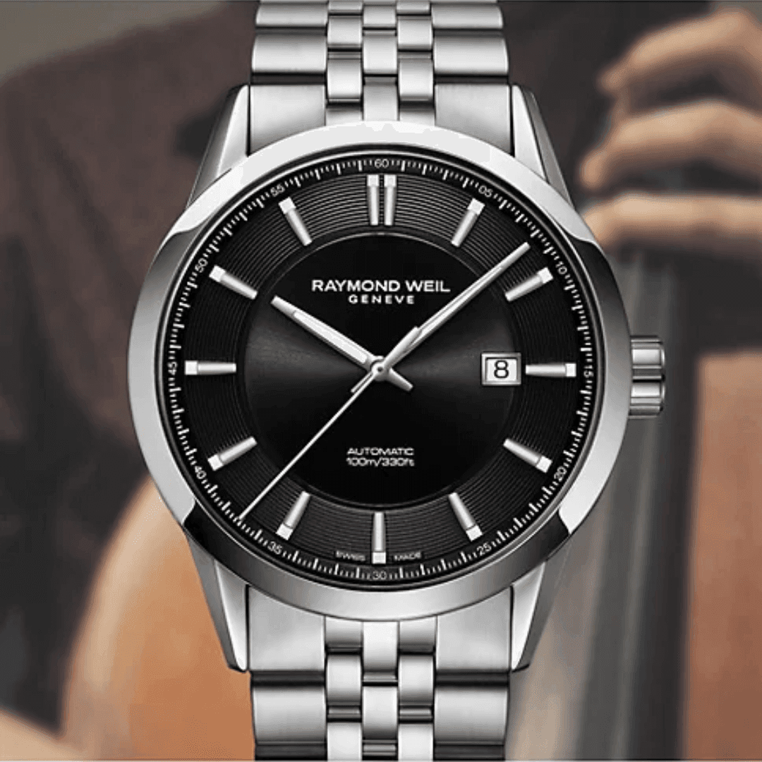 Raymond Weil Freelancer Automatic Black Dial Stainless Steel Bracelet Watch, 42mm 1