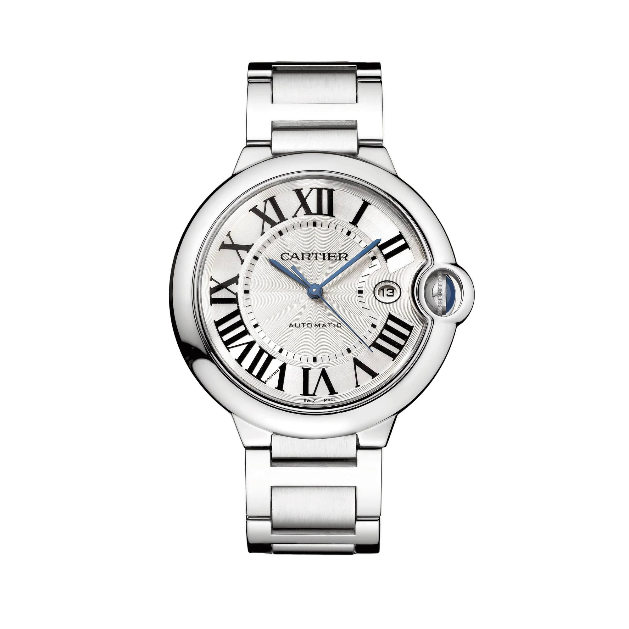 Ballon Bleu de Cartier Watch, Silver Guilloche Dial, 42mm
