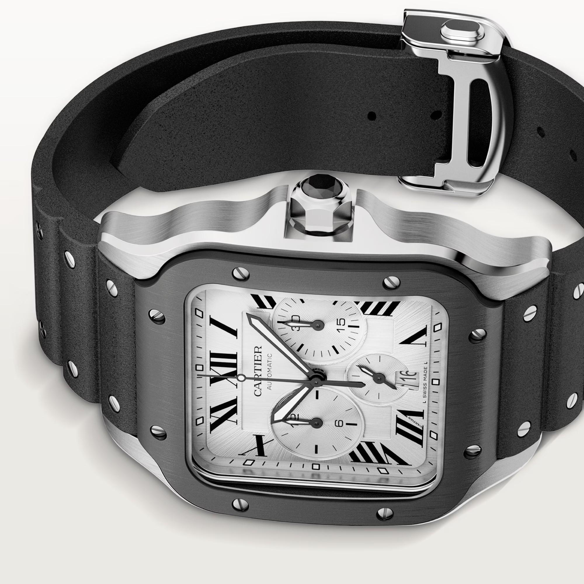 Santos de Cartier Chronograph Watch in Black, extra large model 1