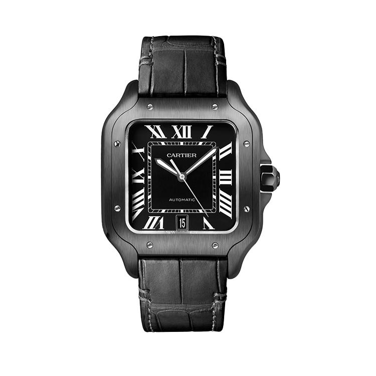 Santos de Cartier Steel and Rubber Watch, large model 0