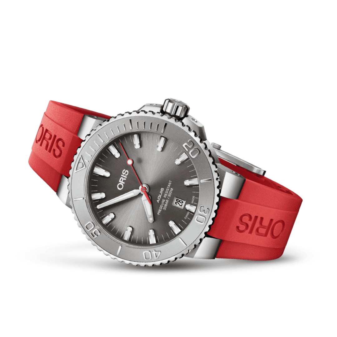Oris Aquis Date Relief with Red Rubber Strap 1