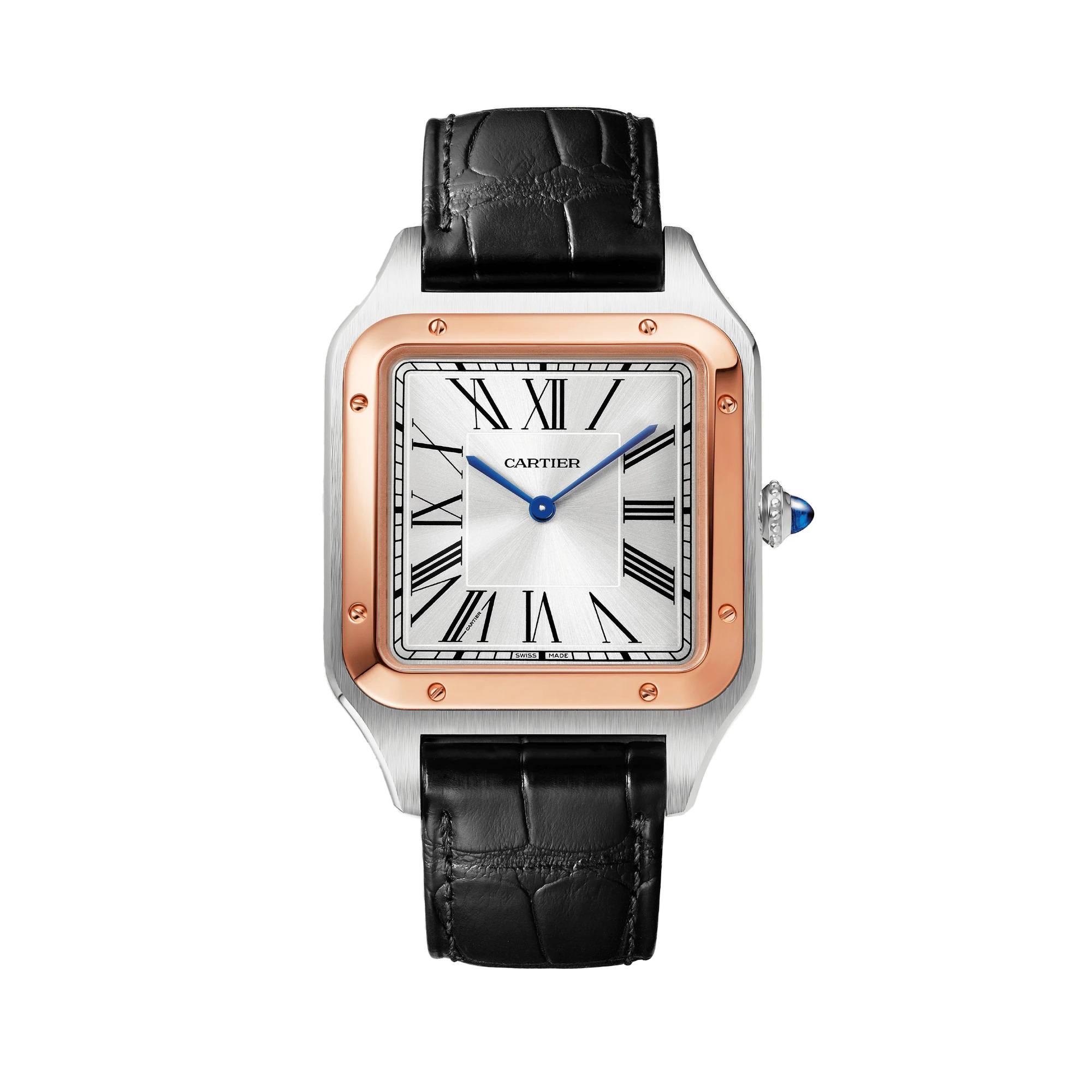 Cartier Santos-Dumont Watch in Rose Gold with Black Alligator Strap, extra large model 1