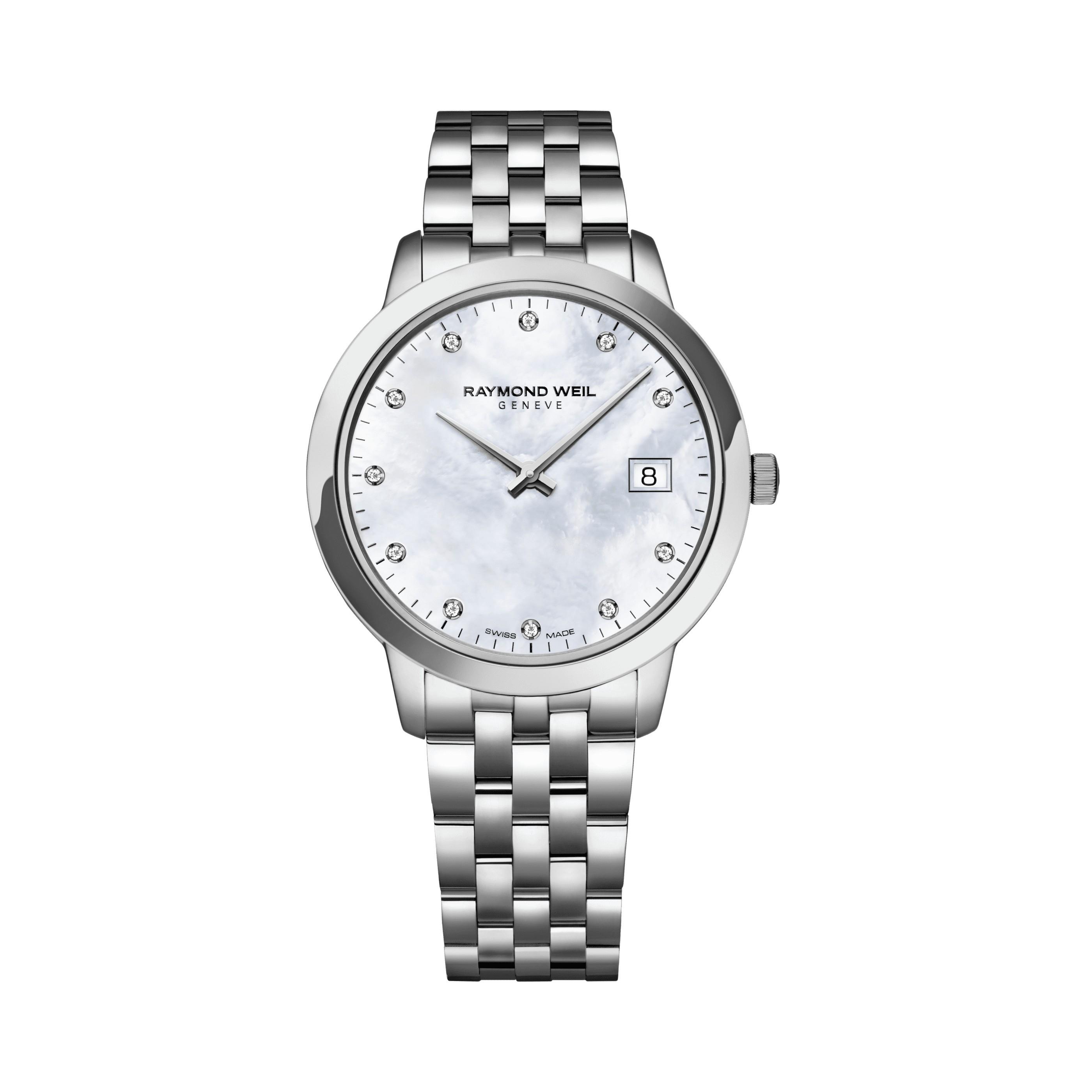 Raymond Weil Toccata Ladies 34mm Watch with White Mother of Pearl and Diamond Dial 0