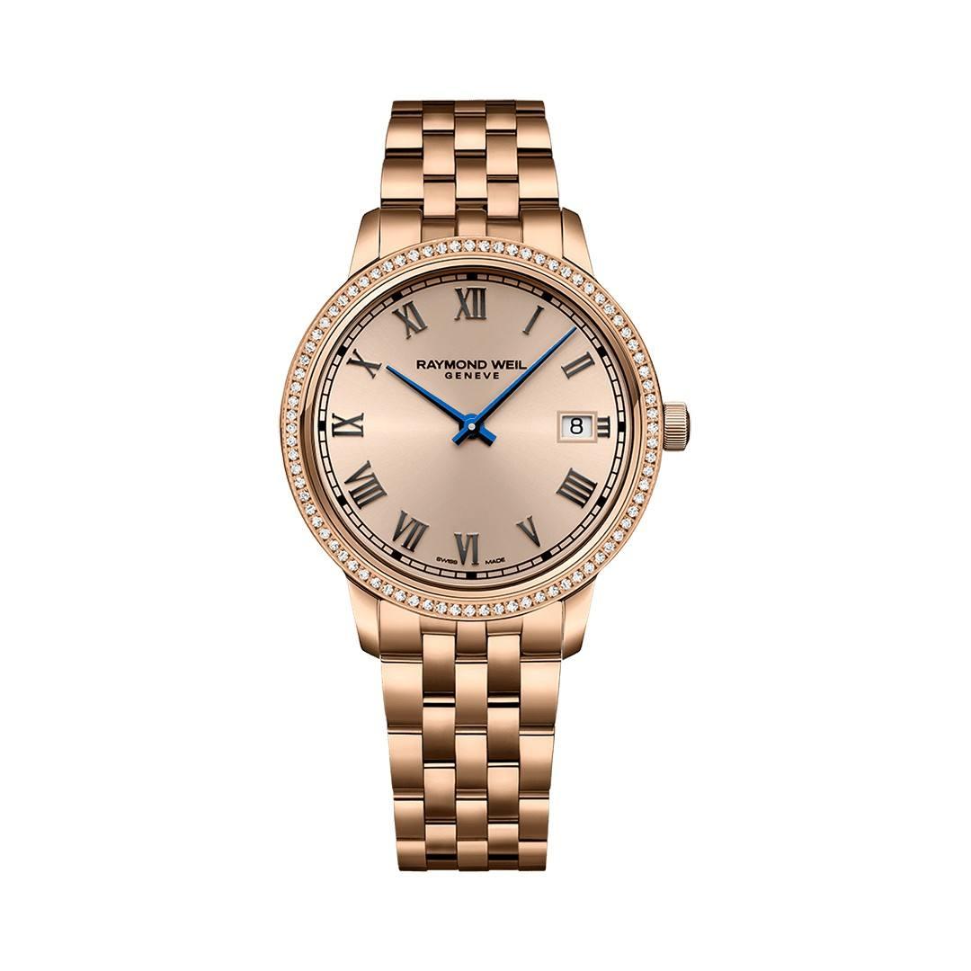 Raymond Weil Toccata Ladies 34mm Rose Gold Watch with Diamond Bezel 0