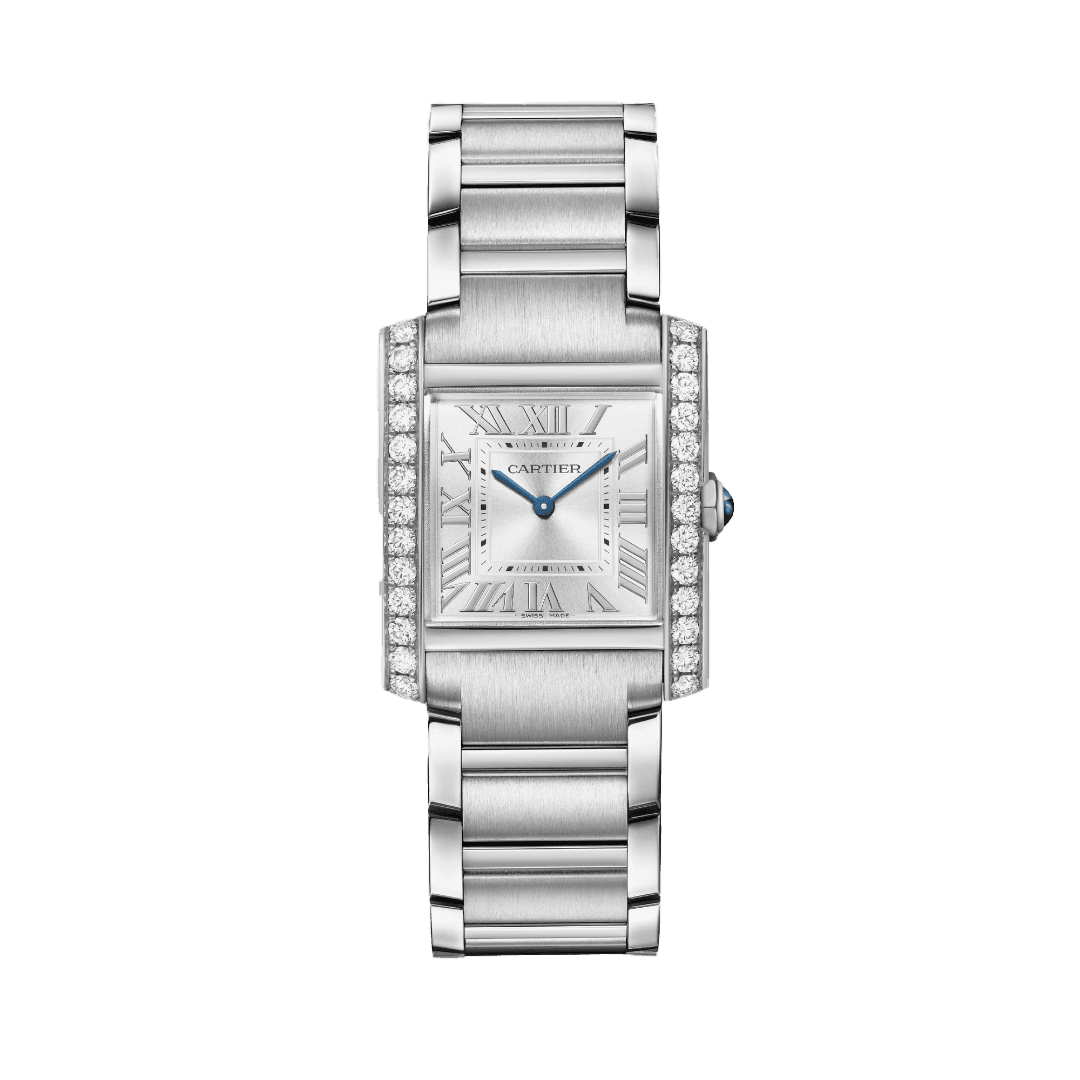 Tank Francaise Watch in Steel with Diamonds, medium model