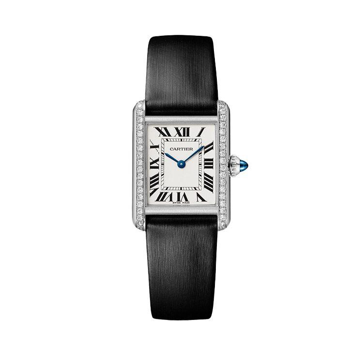 Cartier Tank Must Watch with Diamonds and Calfskin Strap, small model 0