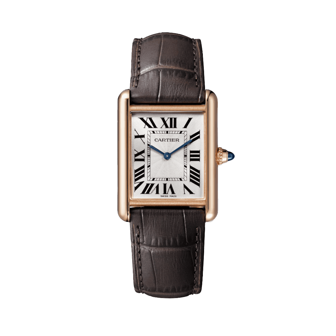 Tank Louis Cartier Watch in Rose Gold with Alligator Strap, large model