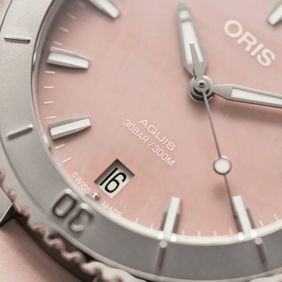 Oris Aquis Date in Pink with Pink Rubber Dial 3
