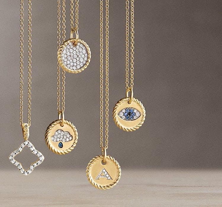 david yurman gold cable collectible necklaces with diamonds