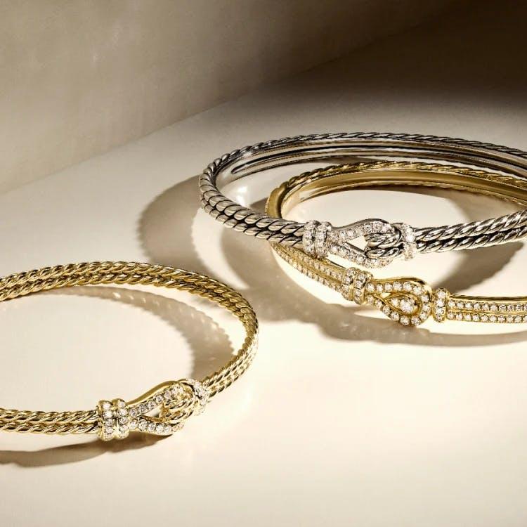 thoroughbred cable bracelets with diamonds by david yurman at lee michaels