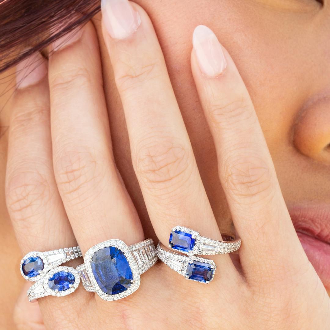blue sapphire and diamond womens rings available at Lee Michaels Fine Jewelry stores