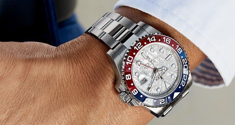 Rolex GMT-Master II, m126710blro on a man's wrist