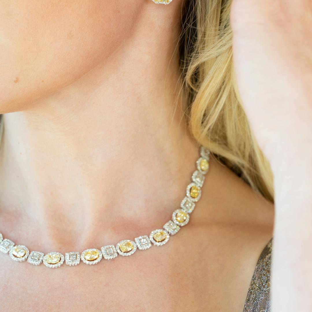yellow and diamond necklace