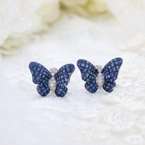 sapphire butterfly stud earrings