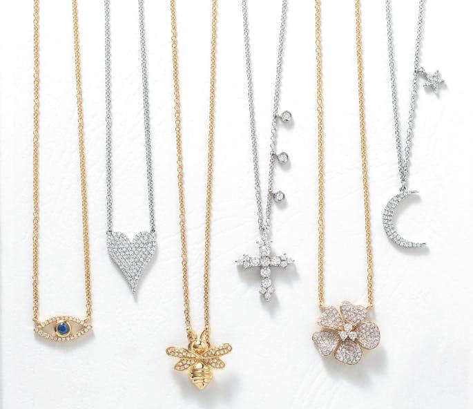 yellow gold and white gold diamond necklaces