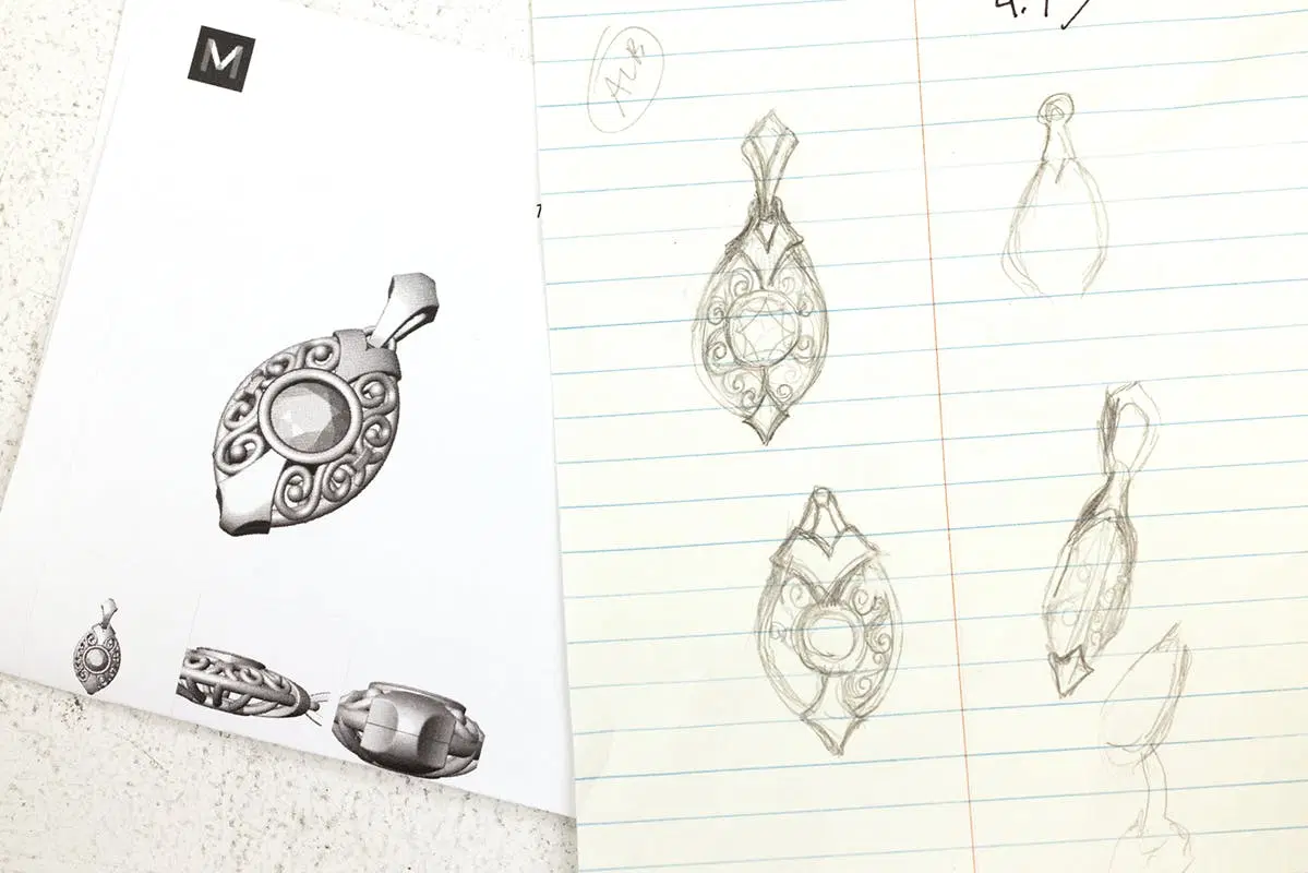 hand sketch for custom jewelry