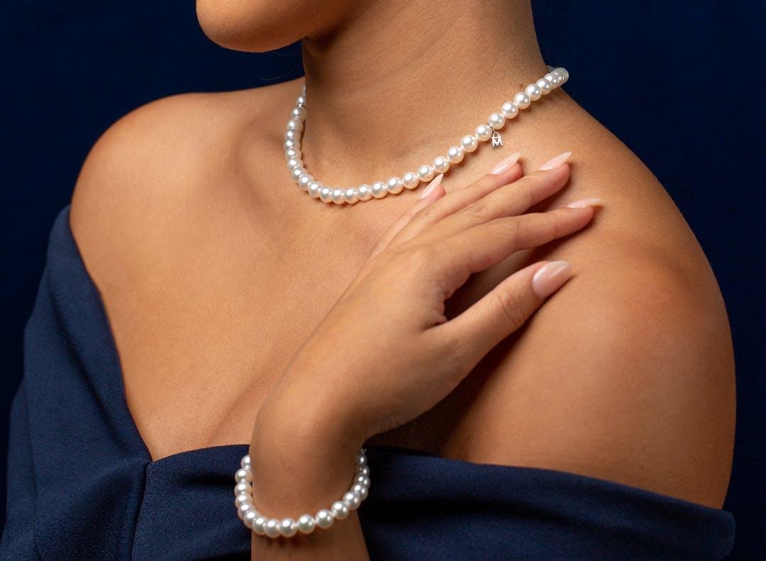 mikimoto pearl necklace and mikimoto pearl bracelet at Lee Michaels Fine Jewelry stores