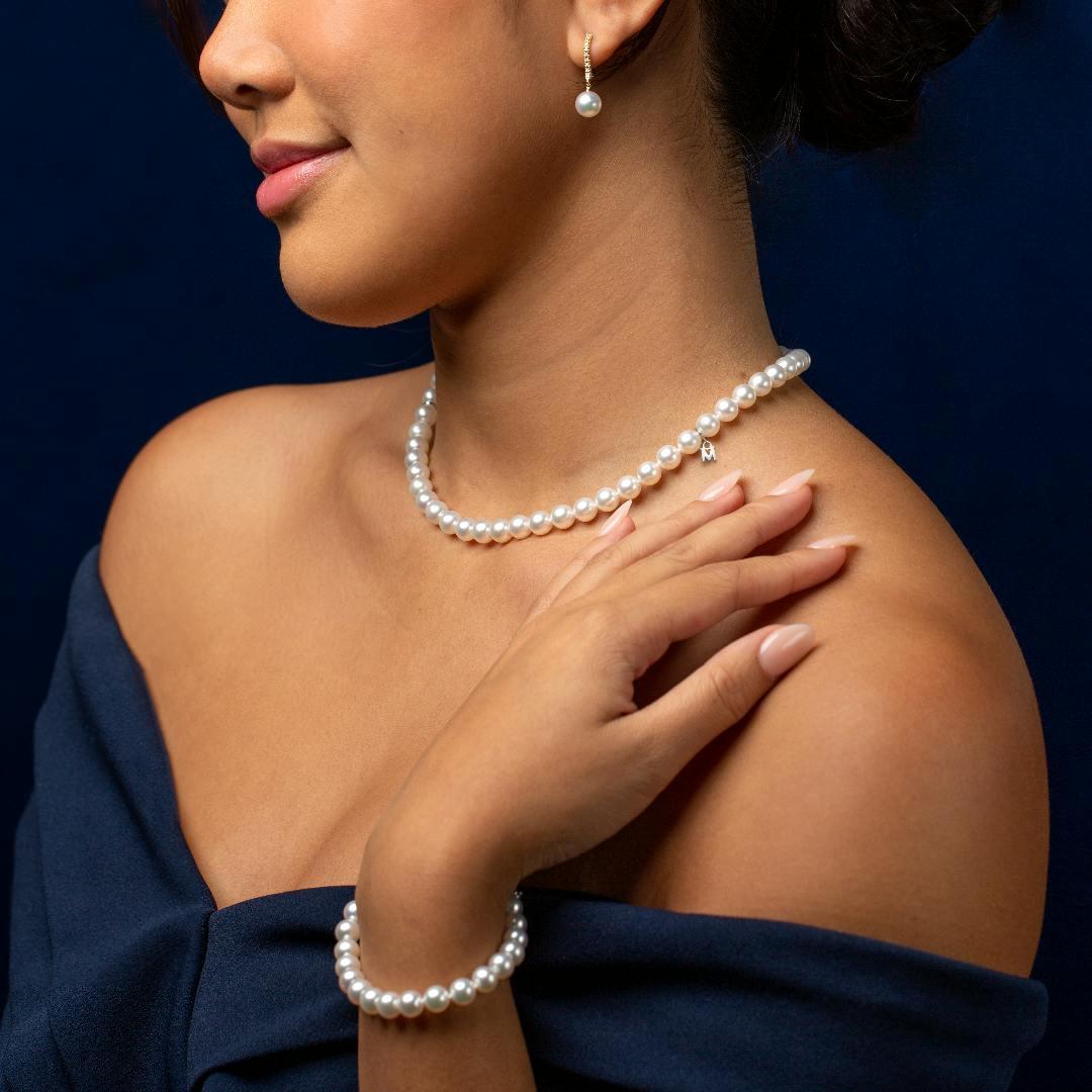 Mikimoto pearl bracelet, necklace and earring set