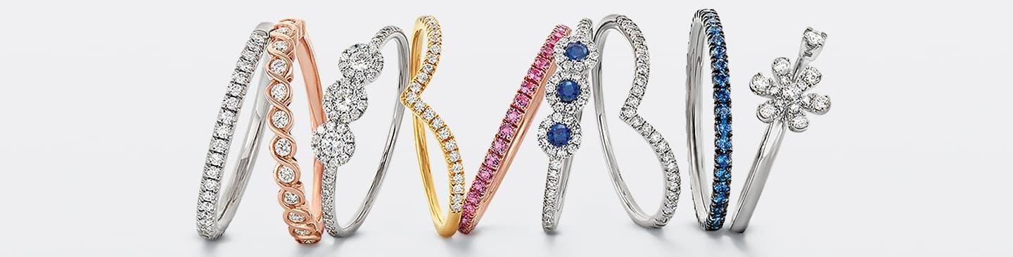 stackable rings in varying colors on their sides