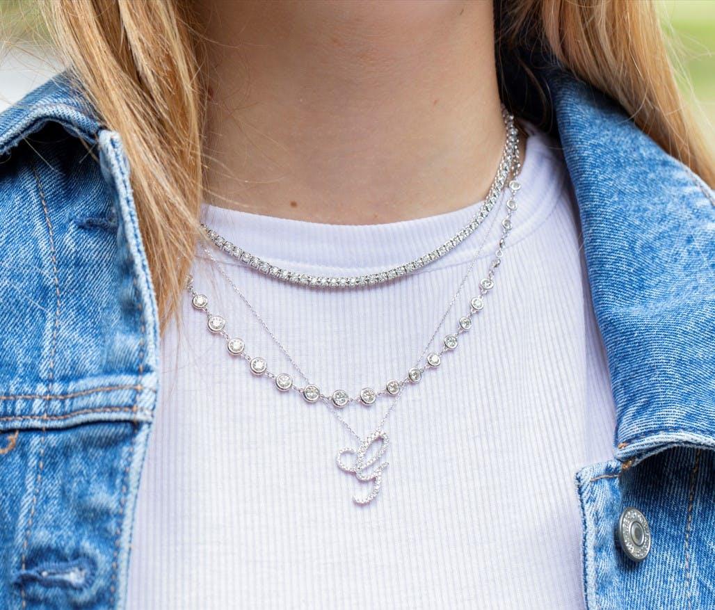 diamond initial letter necklace at Lee Michaels