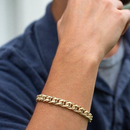 yellow gold mens chain bracelet