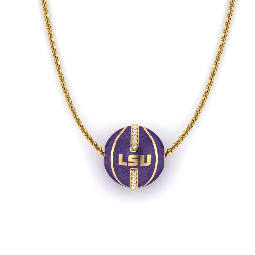 diamond LSU baskeyball necklace