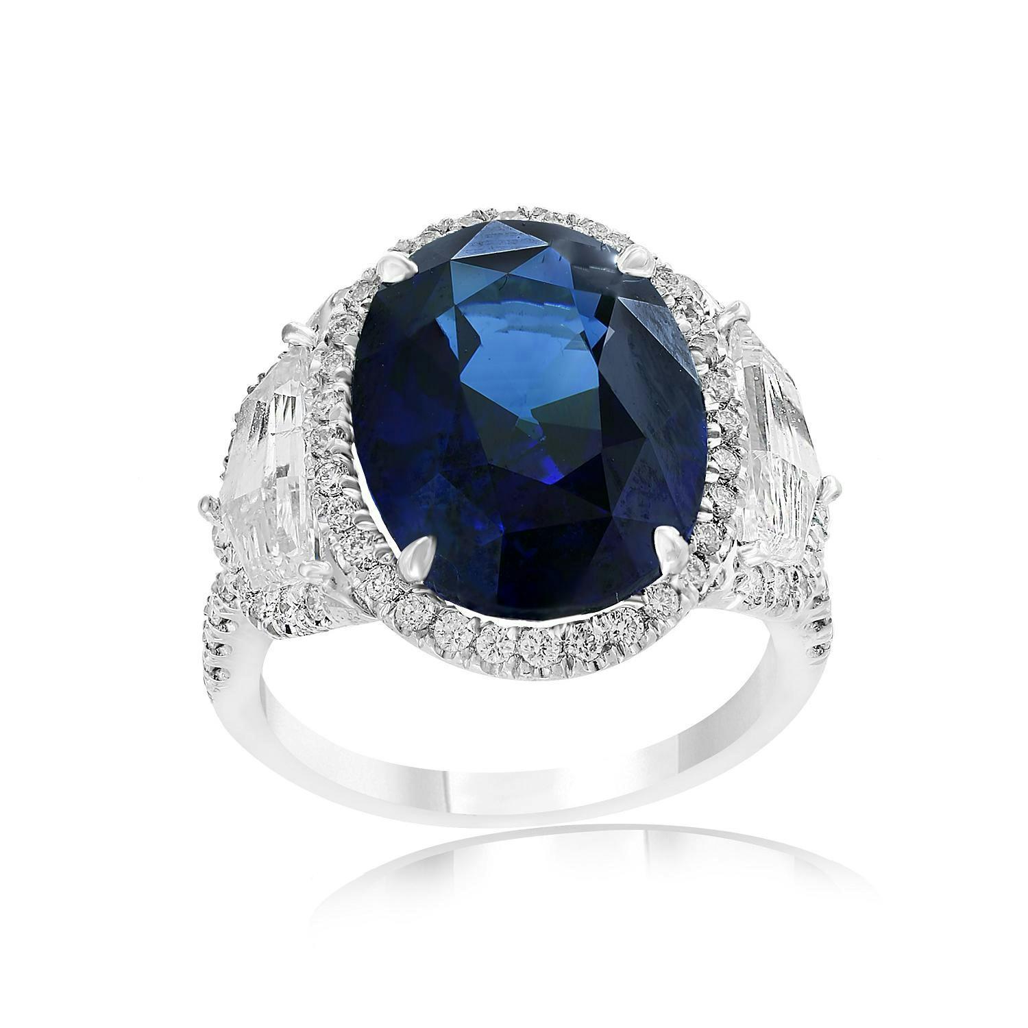 large sapphire ring with diamonds