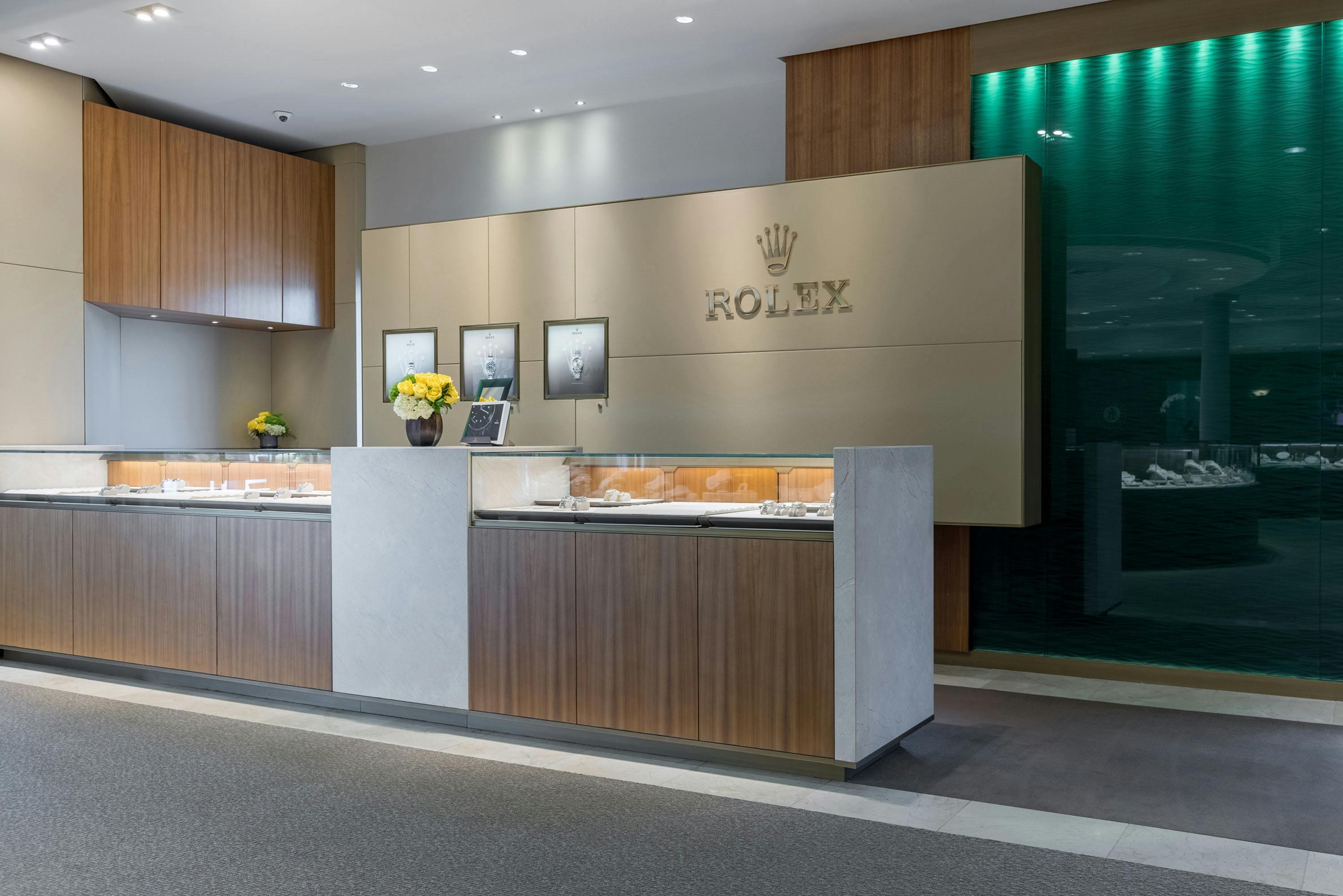 Interior of Rolex area at Lee Michaels Fine Jewelry in Lafayette, LA