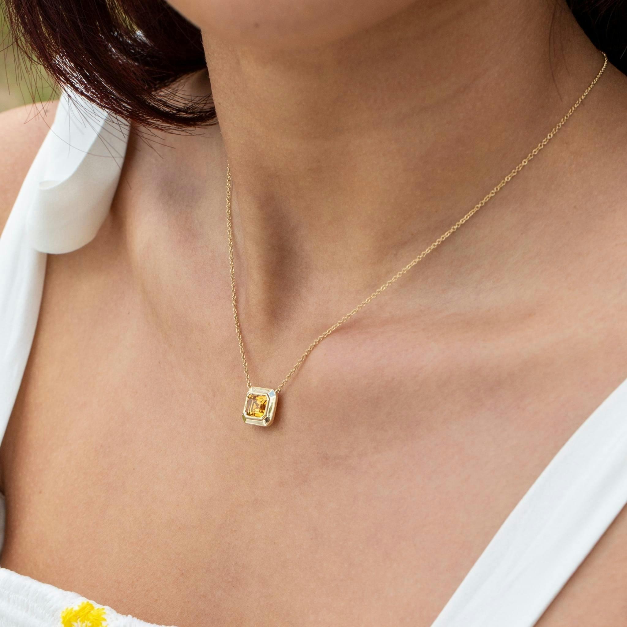 womens citrine necklace