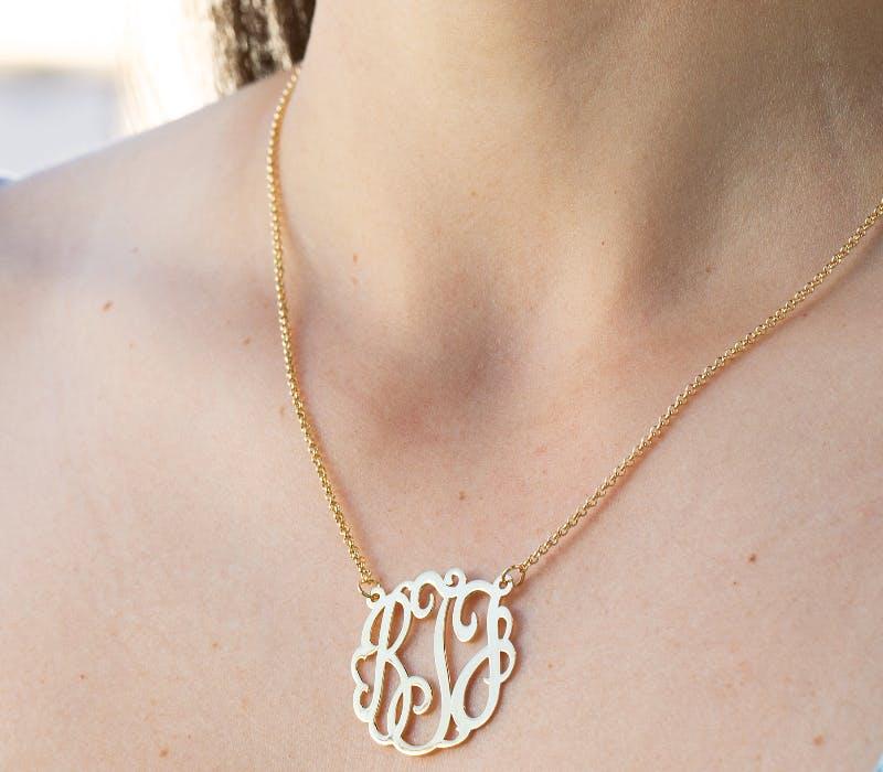 monogram necklace, letter necklace