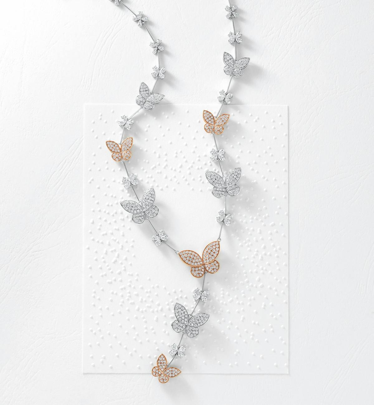 diamond butterfly lariat necklace