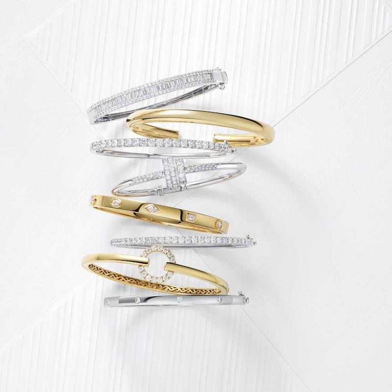 stacking bangles with diamonds
