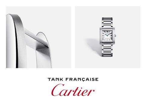 cartier new 2023 tank francaise watch at lee michaels fine Jewelry store