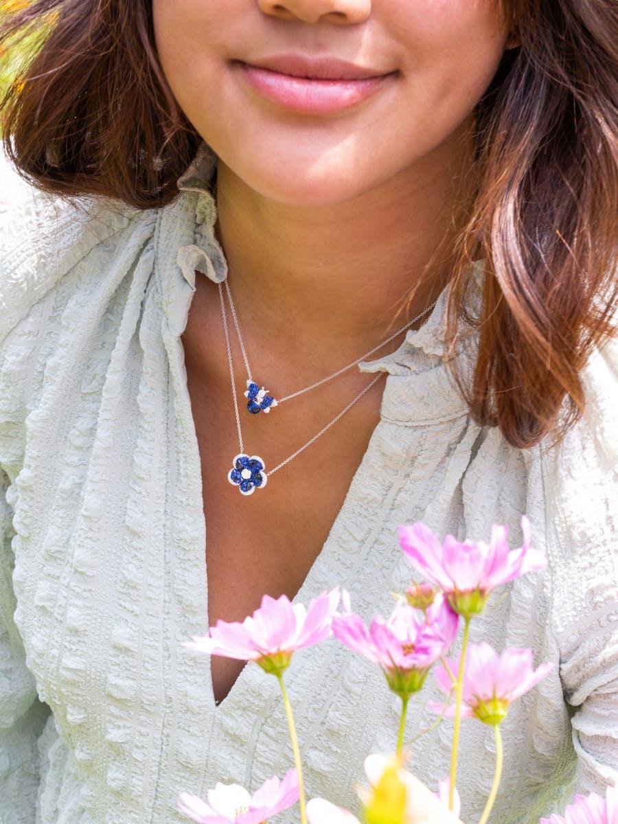 sapphire flower necklaces