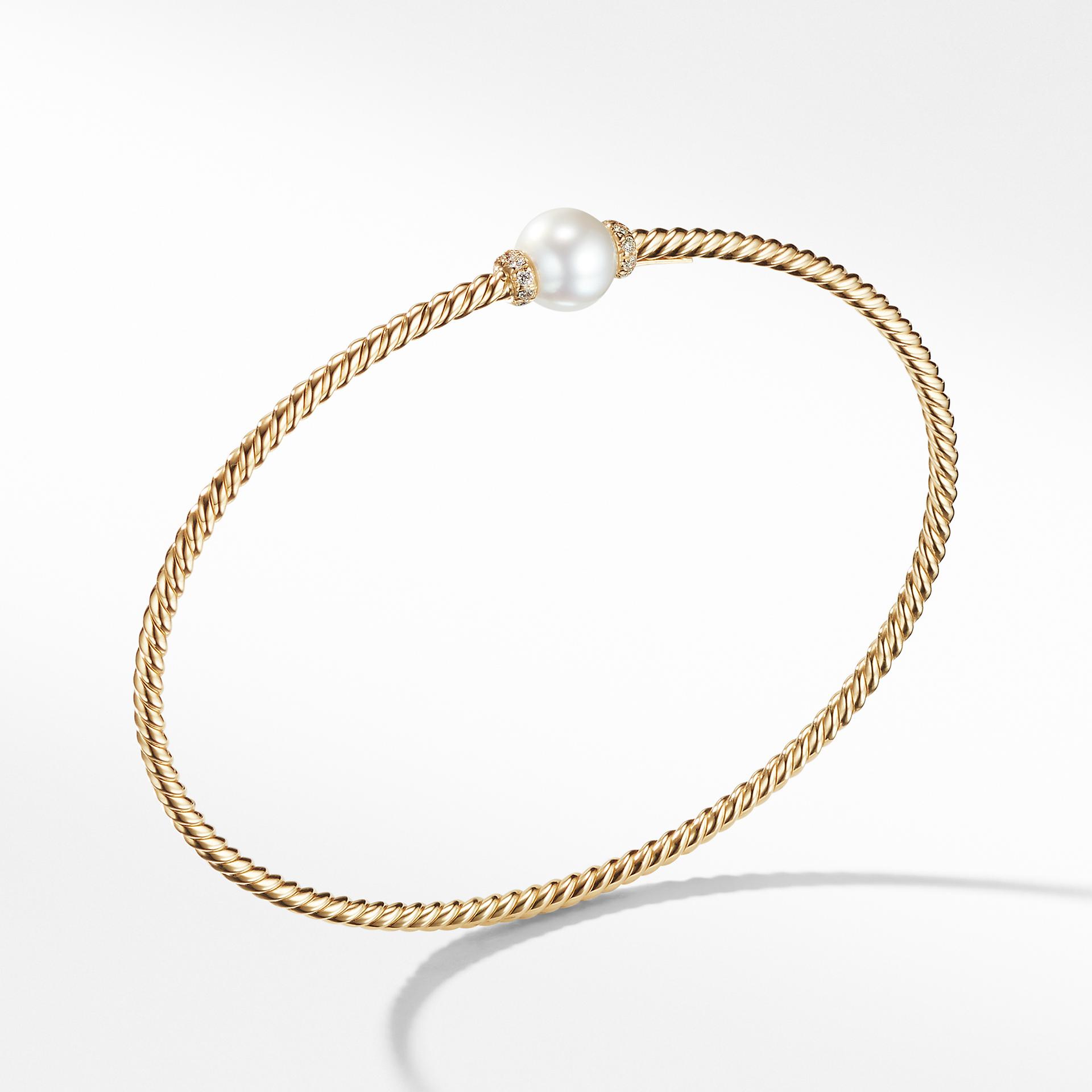 David Yurman Petite Solari Station Bracelet with Cultured Pearl and Diamonds in 18K Gold 0