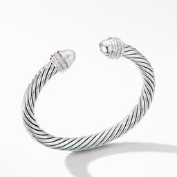 David Yurman 7mm Sterling Silver Cable Bracelet with Diamonds, size Medium 0