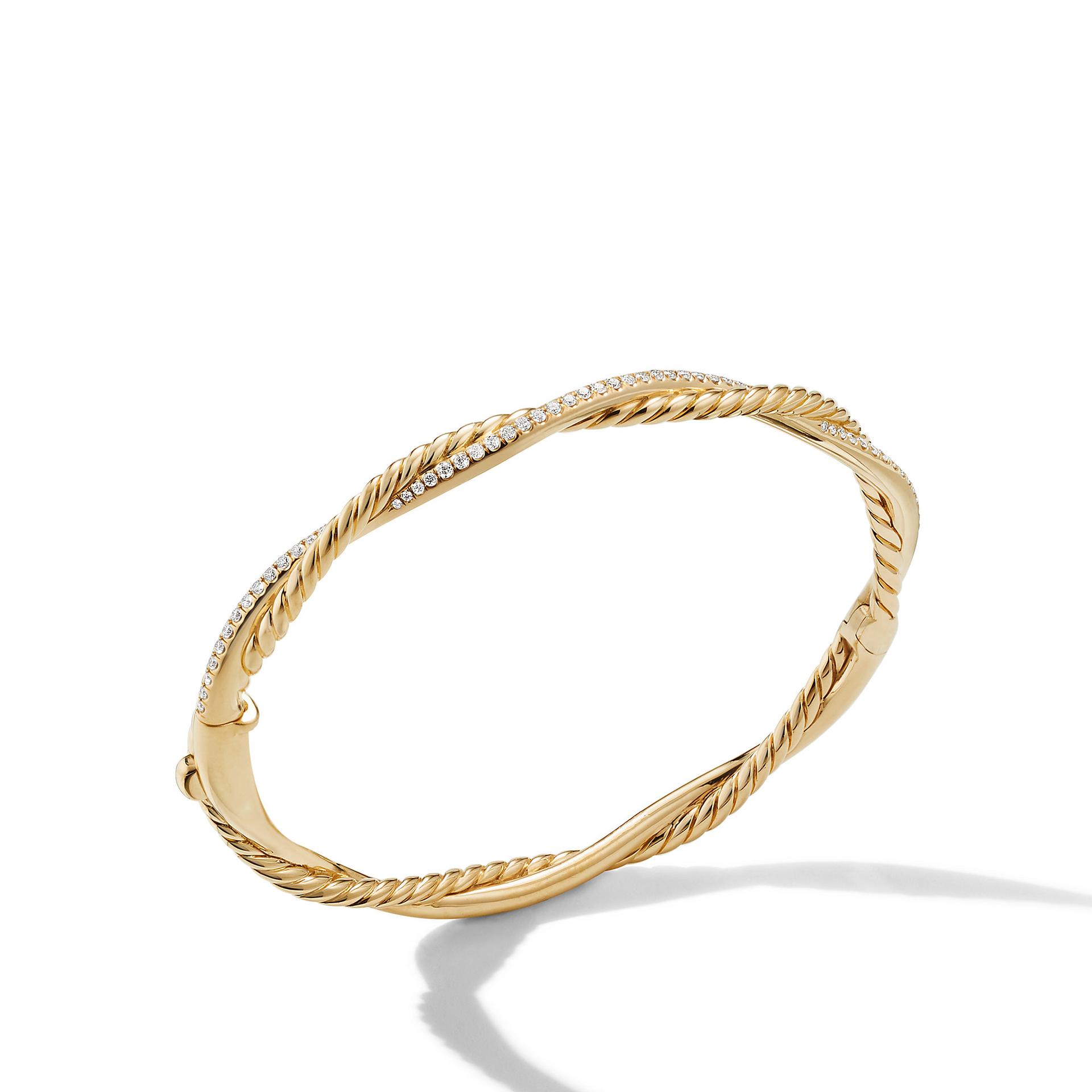 David Yurman Petite Infinity Bracelet In 18K Yellow Gold With Pave Diamonds 0