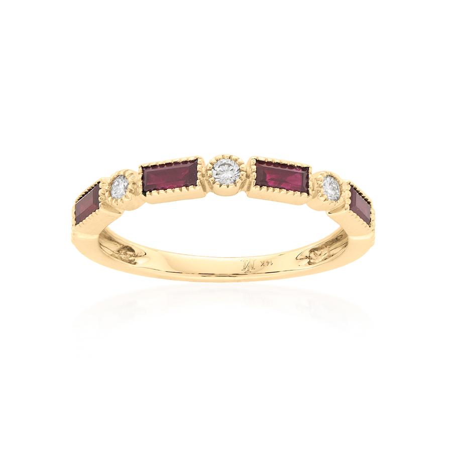 Baguette Ruby & Round Diamond Band 0