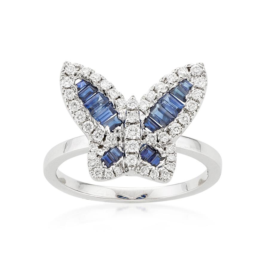 Sapphire & Diamond Butterfly Ring 0
