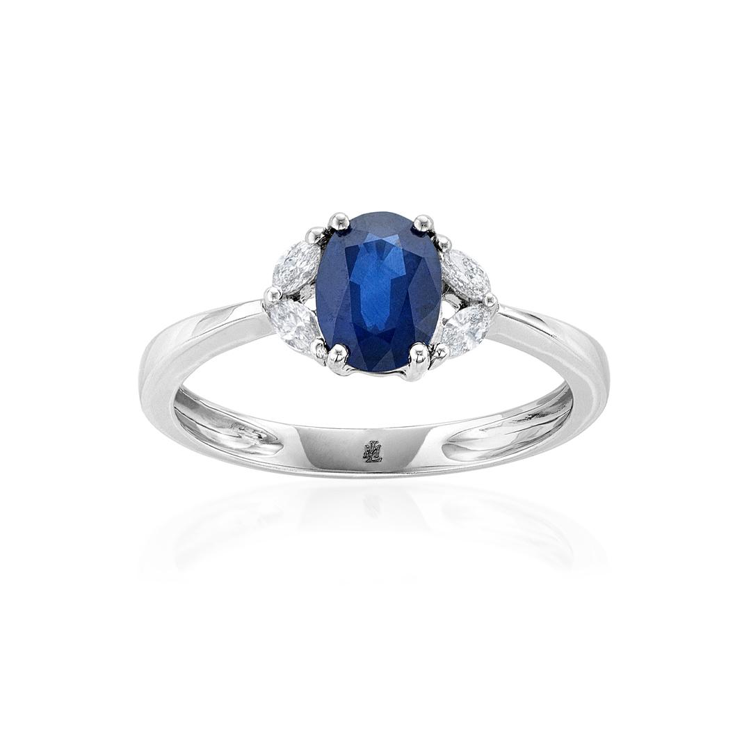 Oval Sapphire Ring with Marquise Diamonds 1