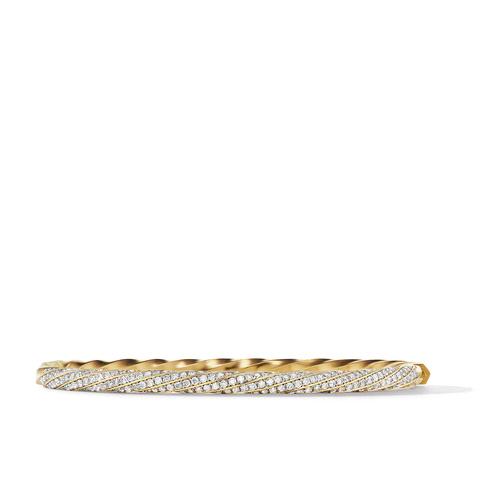 David Yurman Cable Edge Bracelet in Recycled 18K Yellow Gold with Full Pave Diamonds
